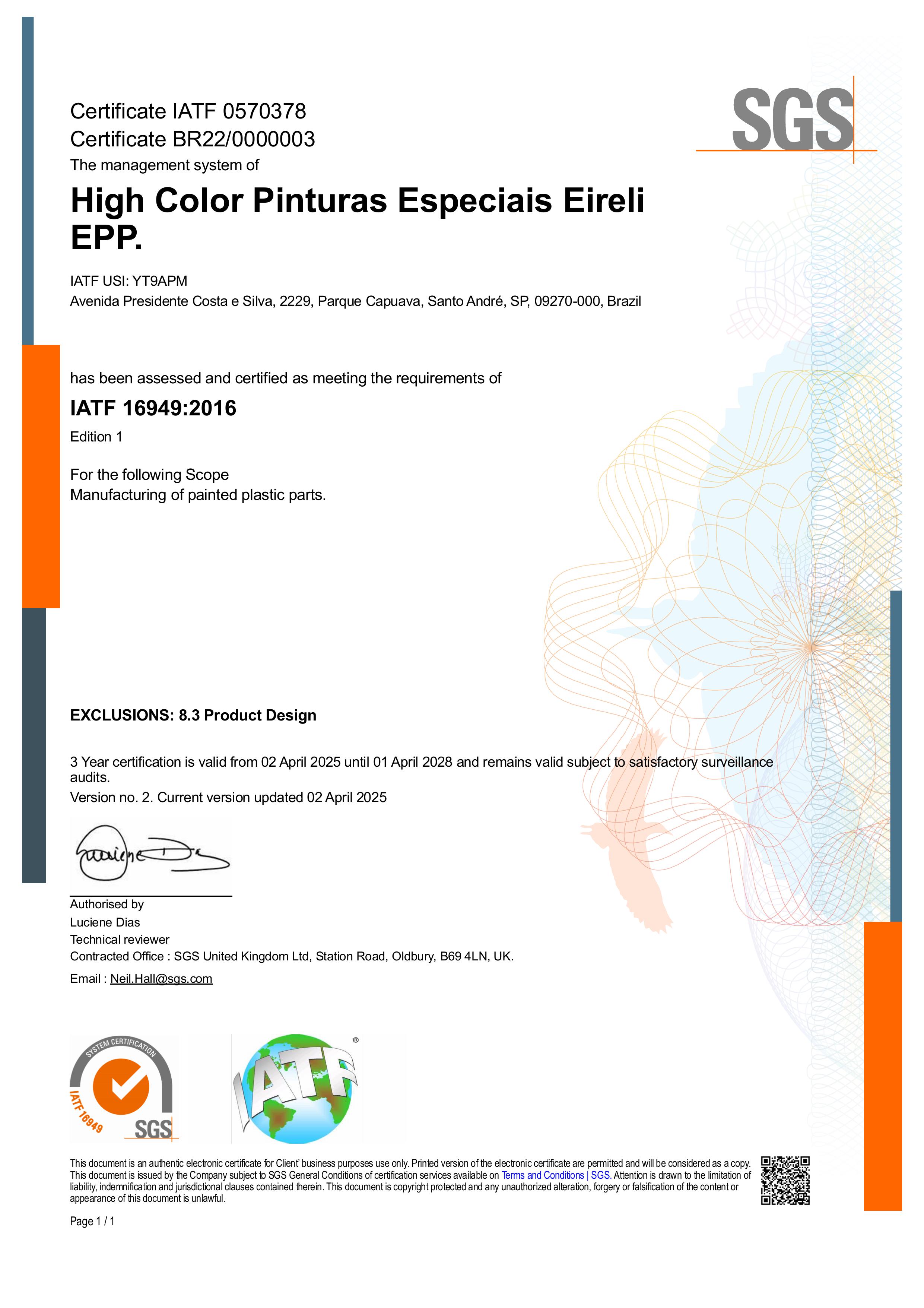 Certificado IATF 16949